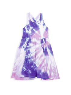 Платье для маленьких девочек и девочек с принтом тай-дай и крестом на спине Worthy Threads, фиолетовый