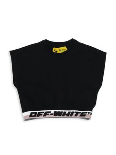 Укороченная футболка с логотипом Little Girl&apos;s &amp; Girl&apos;s Off-White, черный