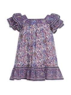 Платье Rosita с каймой для маленьких девочек и девочек Sea, фиолетовый