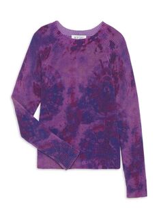 Хлопковый свитер с принтом тай-дай для маленьких девочек и девочек Autumn Cashmere, фиолетовый