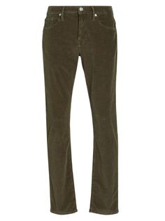 Вельветовые брюки узкого кроя L&apos;Homme Frame, оливковый