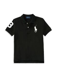 Хлопковая сетчатая рубашка-поло Big Pony Polo Ralph Lauren, черный