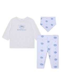 Хлопковая футболка, штаны и бандана для мальчика, состоящий из трех предметов Givenchy, синий