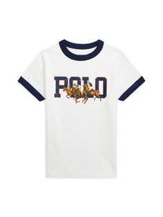 Университетская футболка поло для маленьких мальчиков и мальчиков Polo Ralph Lauren, белый
