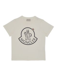Хлопковая футболка с логотипом для маленьких девочек и девочек Moncler, белый