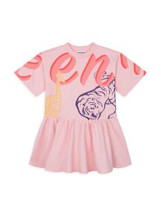 Флисовое платье с логотипом для маленьких девочек и девочек KENZO, розовый