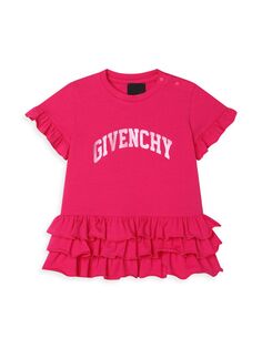 Платье с оборками и логотипом для маленьких девочек и маленьких девочек Givenchy, розовый