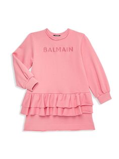 Толстовка Little Girl&apos;s &amp; Girl&apos;s с заниженной талией и логотипом для девочек Balmain, розовый