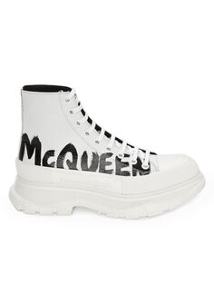 Глянцевые кожаные ботинки Graffiti Tread Alexander McQueen, белый