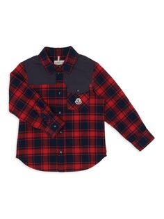 Хлопковая верхняя рубашка в клетку для малышей и детей Moncler, красный