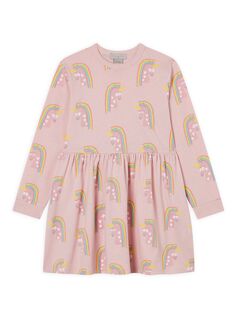 Платье из джерси с радужными единорогами для маленьких девочек и девочек Stella McCartney Kids, розовый
