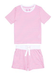 Трикотажные шорты с пионами для маленьких девочек, маленьких девочек и девочек + комплект футболки Sant and Abel, розовый
