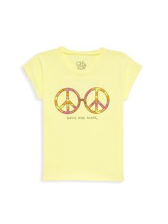 Винтажная футболка из джерси Little Girl&apos;s Peace Chaser, желтый