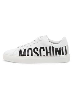 Кожаные низкие кеды с логотипом Moschino