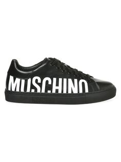 Мужские кожаные кроссовки с логотипом Moschino, неро