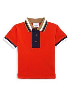 Рубашка-поло из пике в полоску для малышей для мальчиков Burberry, красный