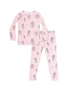 Пижамный комплект с принтом Ловец снов для маленьких девочек, маленьких девочек и девочек Bellabu Bear, розовый