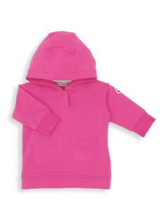 Платье поло с капюшоном и логотипом для маленьких девочек и маленьких девочек Moncler, розовый