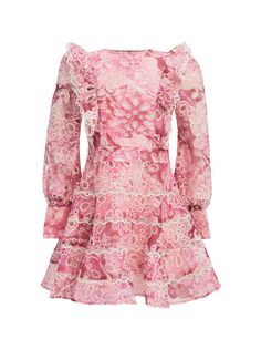 Платье для девочки с принтом пальм и люверсами Bardot Junior, розовый
