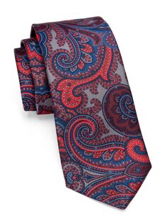 Шелковый галстук с узором пейсли Kiton, красный