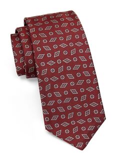 Шелковый галстук с геометрическим рисунком Kiton, красный