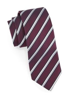 Полосатый галстук из хлопка и шелка Isaia, бордовый