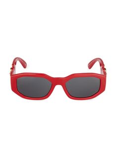 Овальные солнцезащитные очки с декором Medusa, 53 мм Versace, красный