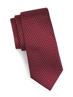 Шелковый жаккардовый галстук Emporio Armani, бордовый