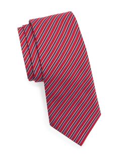 Шелковый жаккардовый галстук в диагональную полоску Emporio Armani, разноцветный