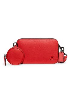 Набор из двух предметов: кошелек и сумка из шагреневой кожи COACH, красный