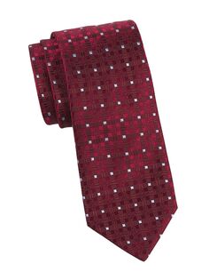 Шелковый плетеный галстук в тон в клетку Charvet, бордовый