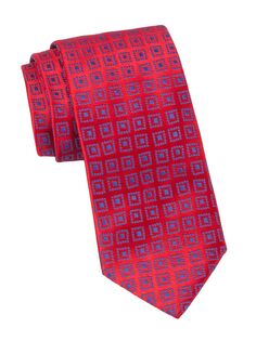 Шелковый плетеный галстук Geobean Charvet, красный