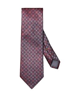Жаккардовый шелковый галстук с геометрическим рисунком Eton, красный