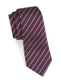 Шелковый жаккардовый галстук с геометрическим рисунком Emporio Armani, красный