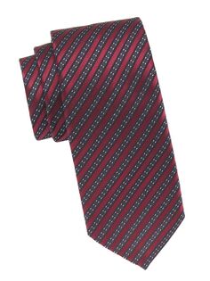 Полосатый галстук из шелка и хлопка ZEGNA, красный