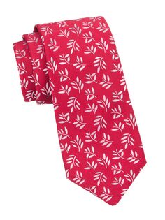 Большой плетеный шелковый галстук из виноградных листьев Charvet, красный