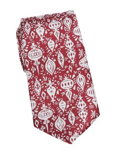 Шелковый галстук с принтом «Рождественский орнамент» Cufflinks, Inc., красный