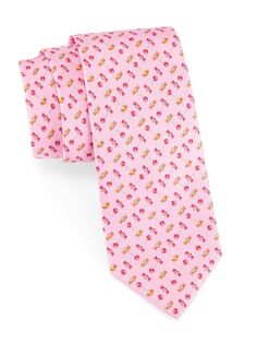 Шелковый галстук с принтом Candy FERRAGAMO, розовый