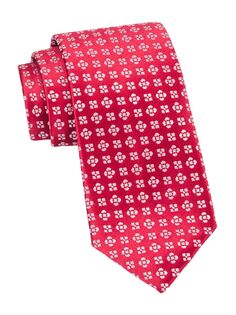 Шелковый галстук с геометрическим рисунком Charvet, красный