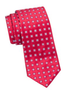 Шелковый галстук с ромбовидным плетением Charvet, красный