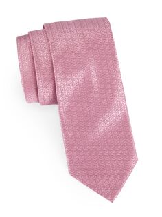 Шелковый галстук с тисненым логотипом ZEGNA, розовый