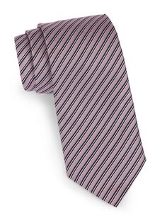 Шелковый полосатый галстук Brera ZEGNA, розовый