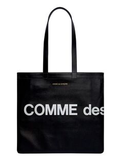 Огромная кожаная большая сумка с логотипом Comme des Garçons, черный