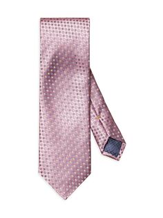 Жаккардовый шелковый галстук с геометрическим рисунком Eton, розовый