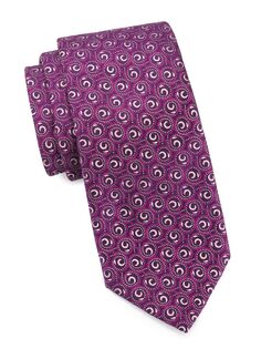 Шелковый галстук с узором Neat Swirl Bean Charvet, фиолетовый