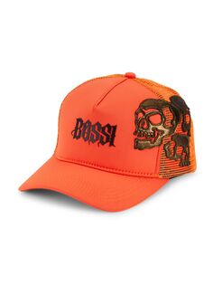 Кепка Trucker с логотипом и черепом Bossi, оранжевый