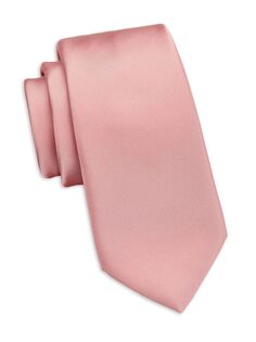 Шелковый атласный галстук Saks Fifth Avenue, розовый