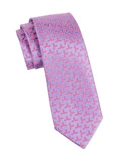 Шелковый галстук с геометрическим рисунком Fleur Charvet, розовый