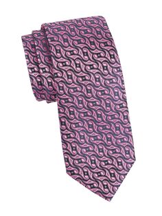 Шелковый галстук Swirl с геометрическим рисунком Charvet, розовый