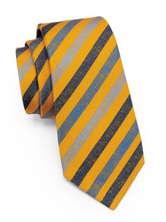 Полосатый шелковый галстук Kiton, желтый